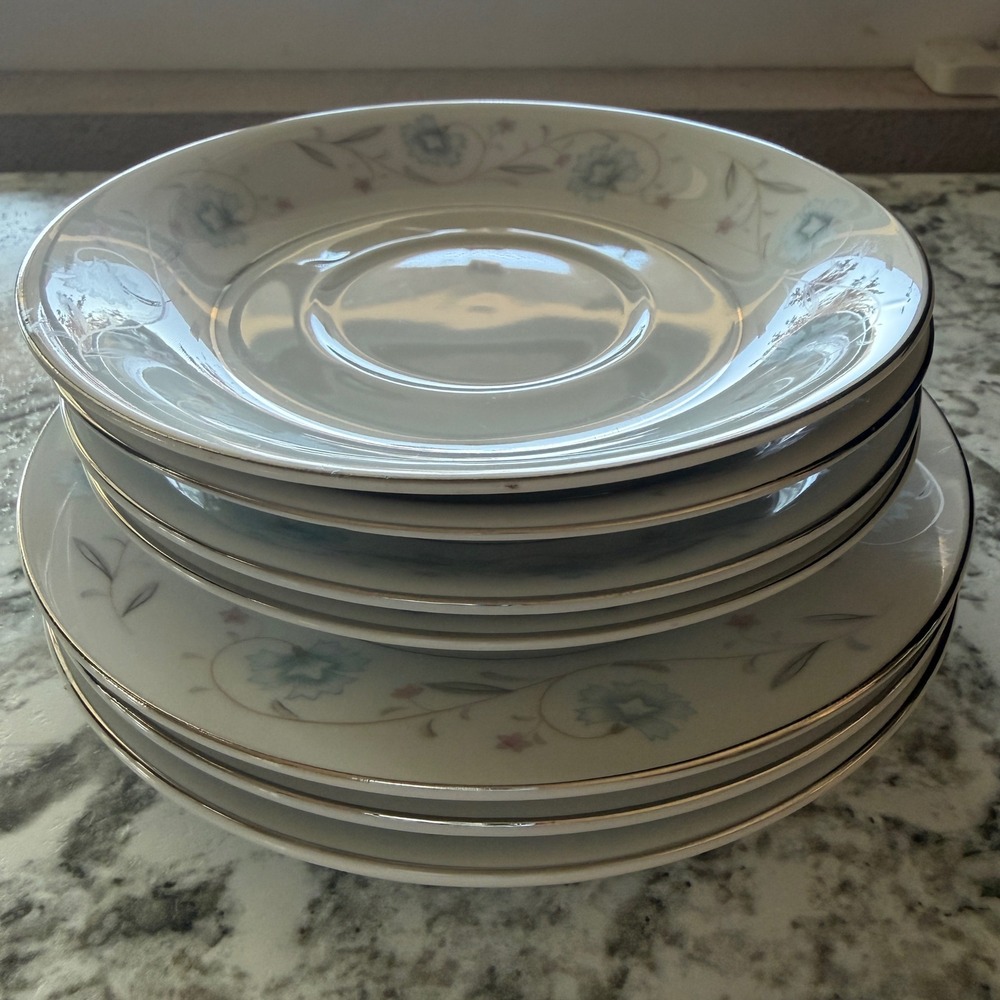 English Garden Fine China 1221 Japan Floral Saucers‎ and Bread Plates Set of 7